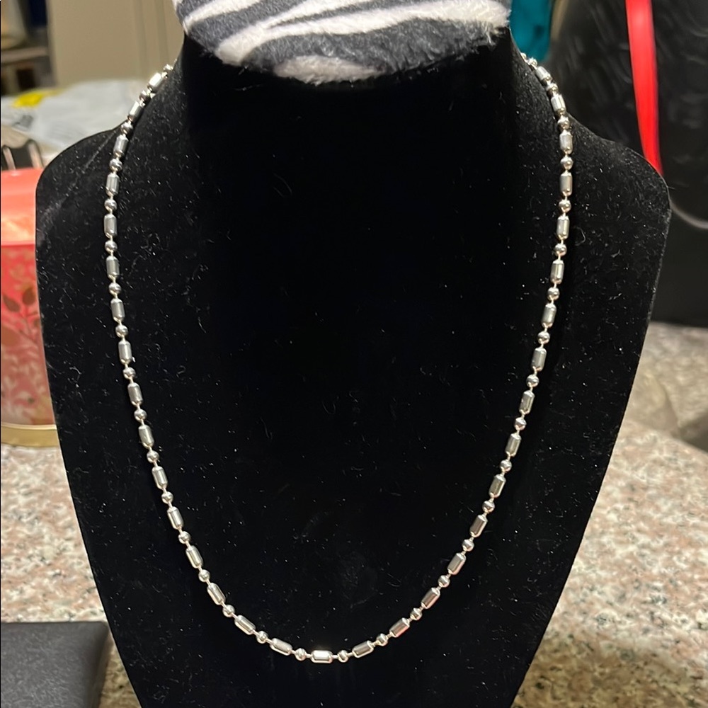 Elegant Silver bamboo Link Beaded Necklace unisex vintage